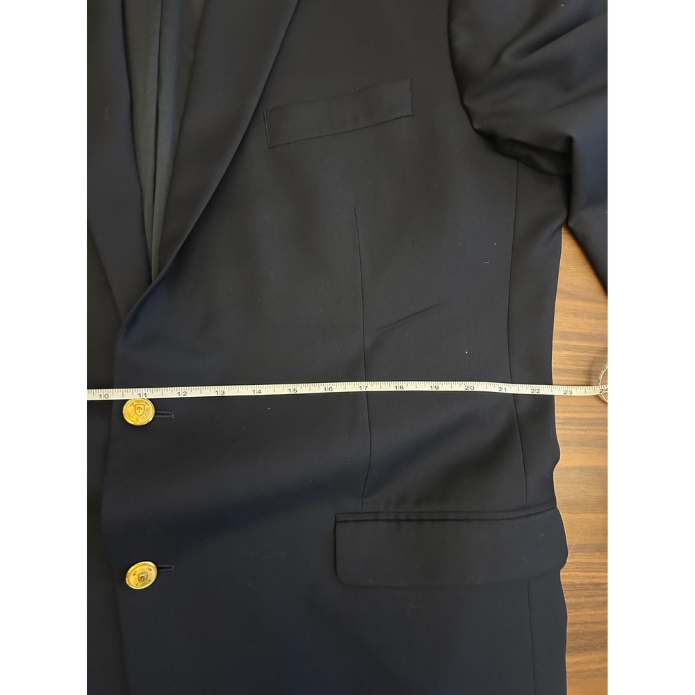 Lauren Ralph Lauren Mens 46L Navy Blue 100% Wool Suit Jacket Blazer Gold Button - Picture 14 of 14